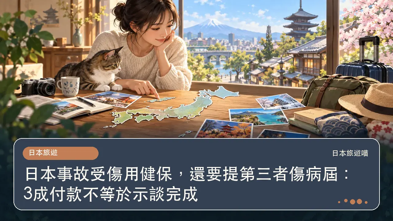 日本事故受傷用健保，還要提第三者傷病屆：3成付款不等於示談完成主題插畫