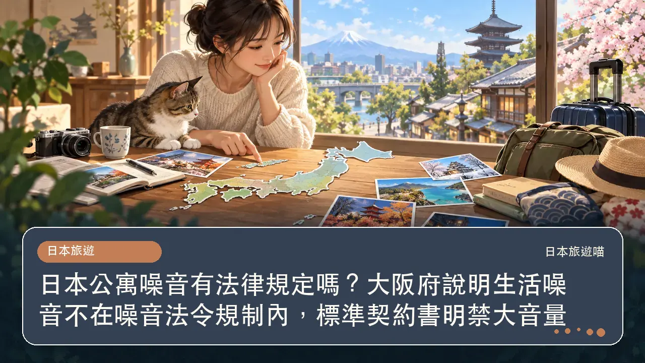 日本公寓噪音有法律規定嗎?大阪府說明生活噪音不在噪音法令規制內,標準契約書明禁大音量主題插畫