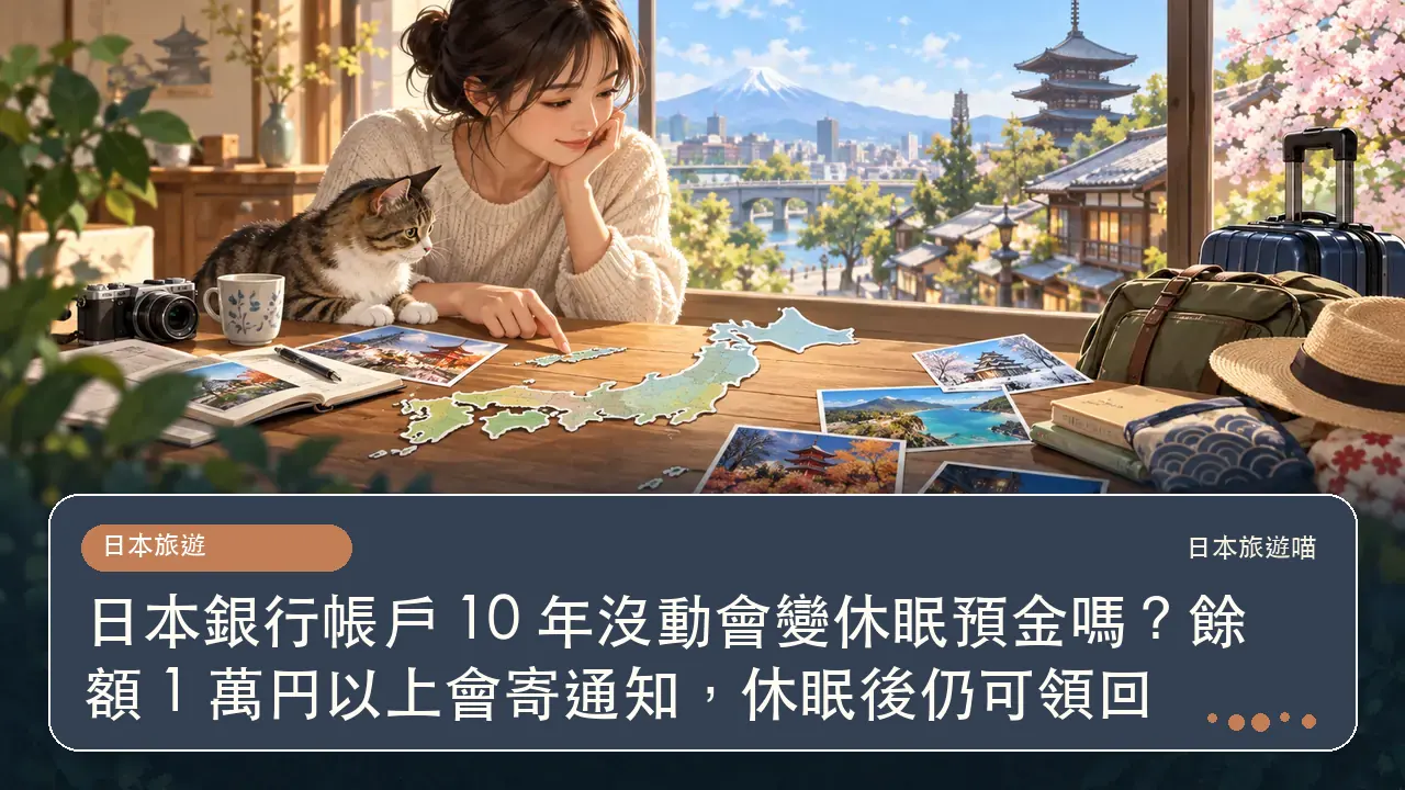 日本銀行帳戶 10 年沒動會變休眠預金嗎？餘額 1 萬円以上會寄通知，休眠後仍可領回主題插畫