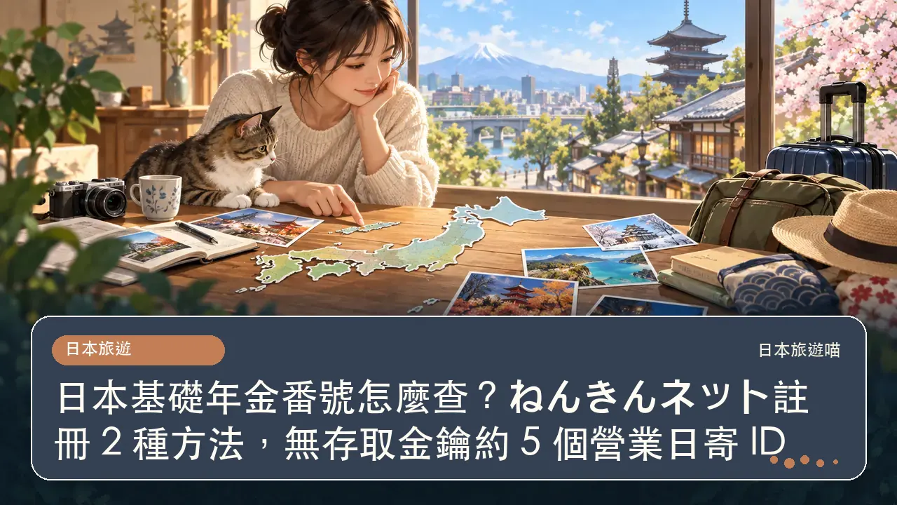 日本基礎年金番號怎麼查？ねんきんネット註冊 2 種方法，無存取金鑰約 5 個營業日寄 ID主題插畫