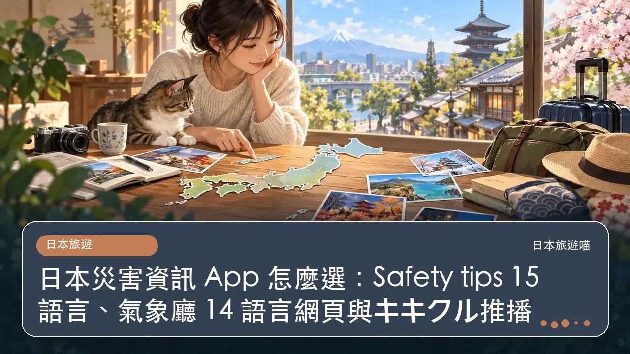 日本災害資訊 App 怎麼選：Safety tips 15 語言、氣象廳 14 語言網頁與キキクル推播主題插畫