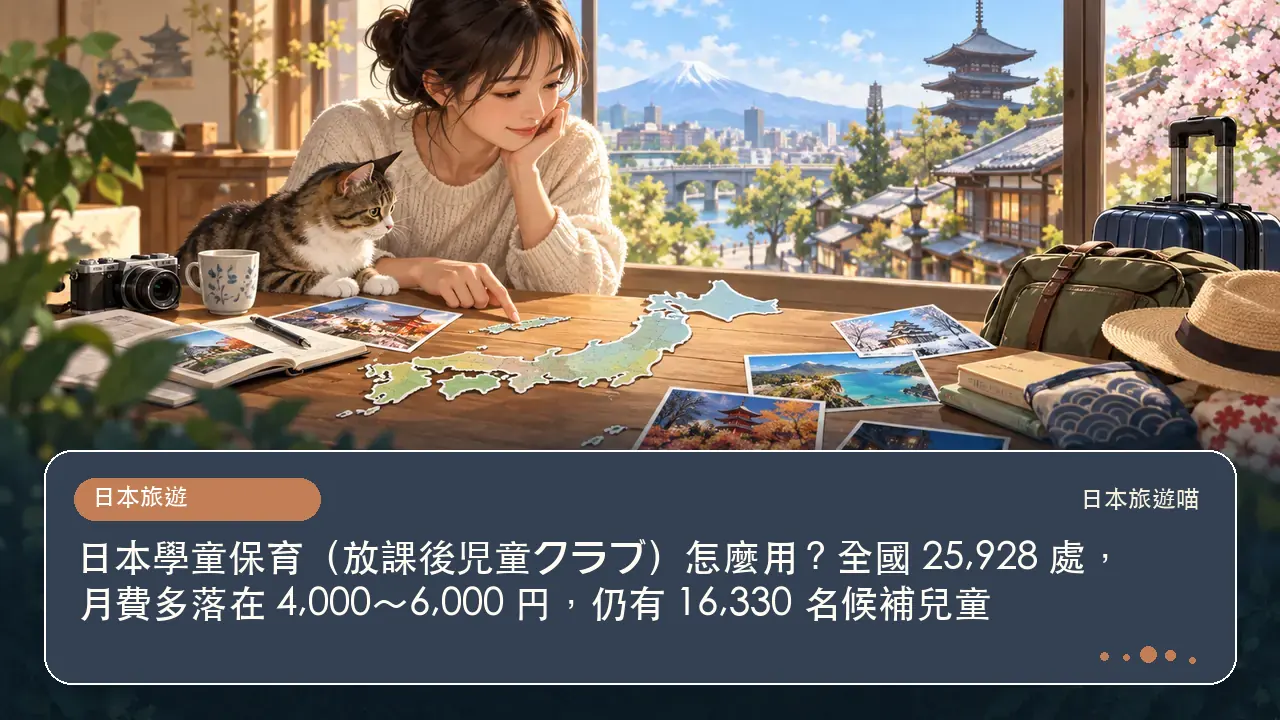 日本學童保育(放課後児童クラブ)怎麼用?全國 25,928 處,月費多落在 4,000~6,000 円,仍有 16,330 名候補兒童主題插畫