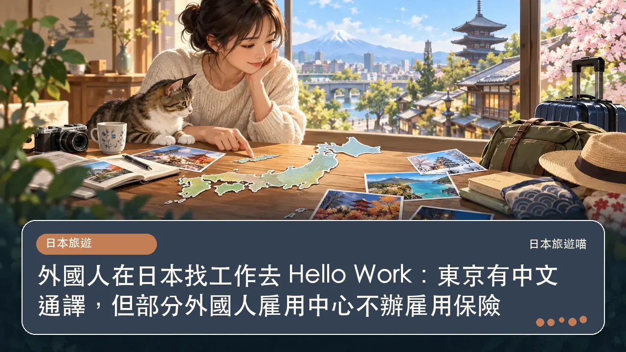 外國人在日本找工作去 Hello Work：東京有中文通譯，但部分外國人雇用中心不辦雇用保險主題插畫