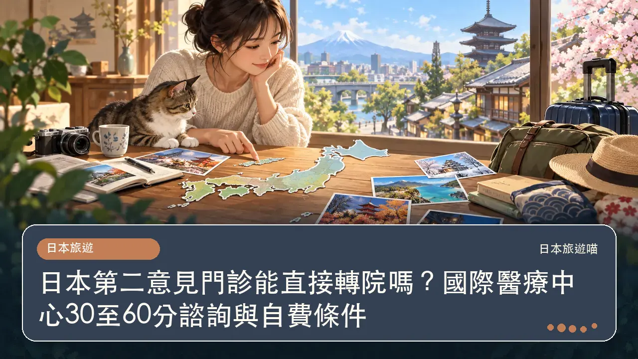 日本第二意見門診能直接轉院嗎?國際醫療中心30至60分諮詢與自費條件主題插畫